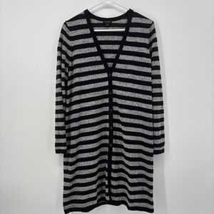 J. Jill Wearever Collection Womens Gray/Black Striped Duster Cardigan Size Small